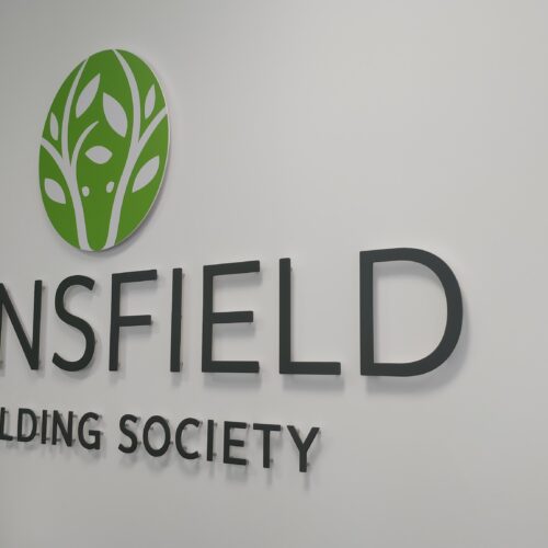 Mansfield building society indoor acrylic signage