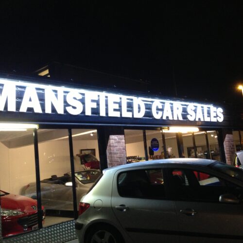 Mansfield Car Sales Illuminated Shop Signage